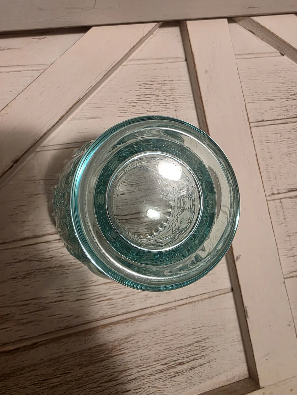 Vintage Mid-Century Ice Blue Diamond Point Footed Votive / Candy Dish/ Vase
